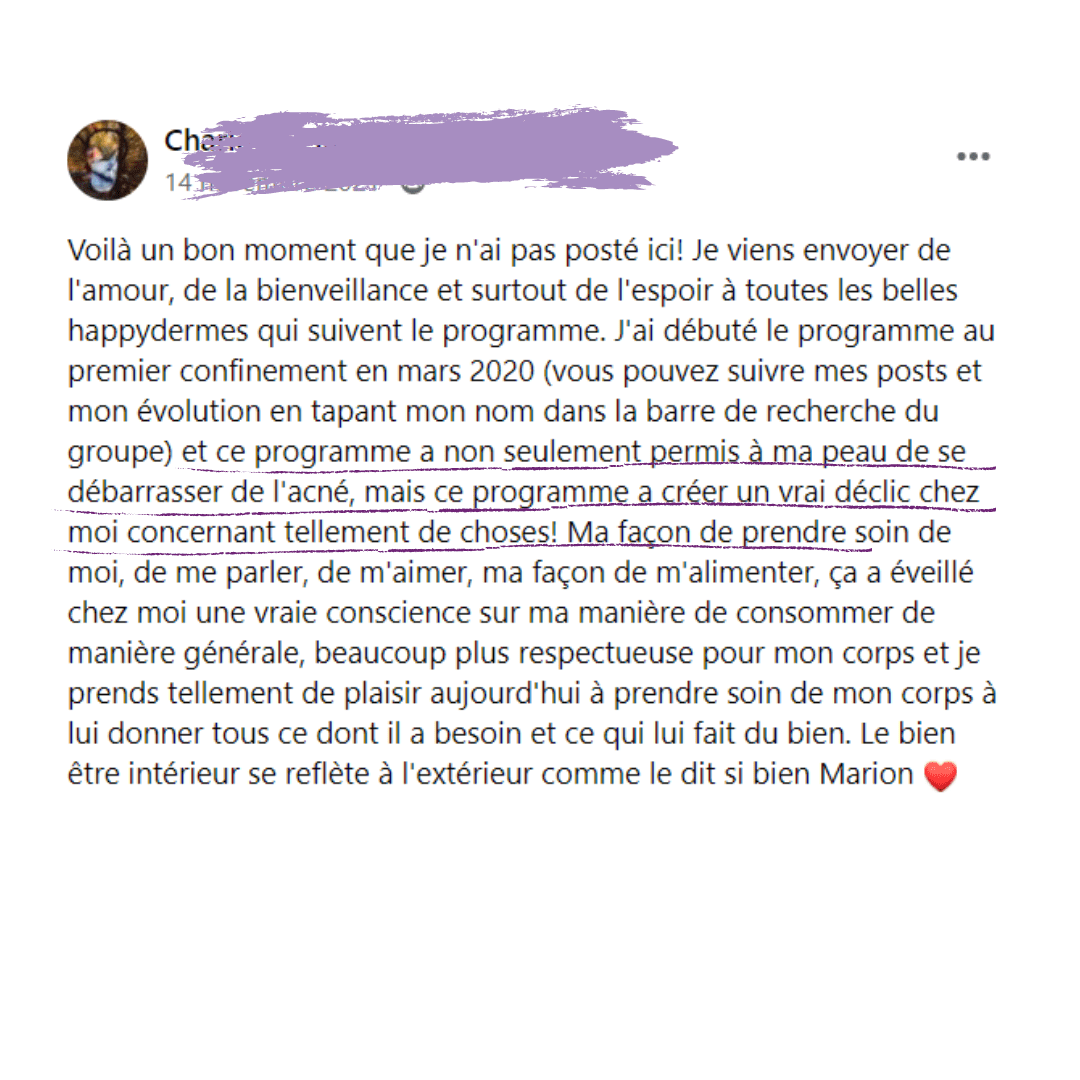 Temoignage_methode_Happyderme13 Avis méthode Happyderme acné femme naturopathie