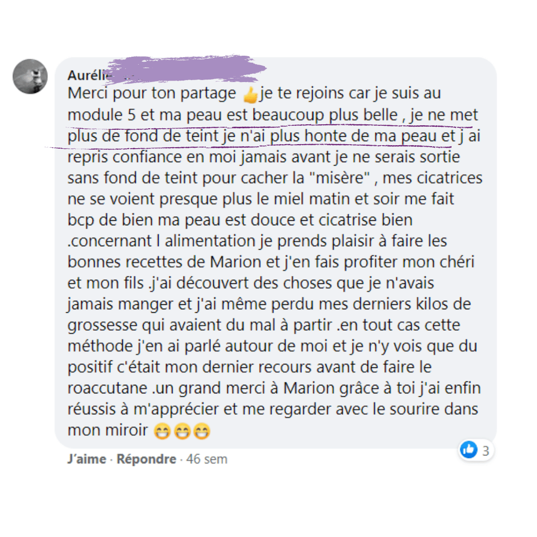 Temoignage_methode_Happyderme20 Avis méthode Happyderme acné femme naturopathie